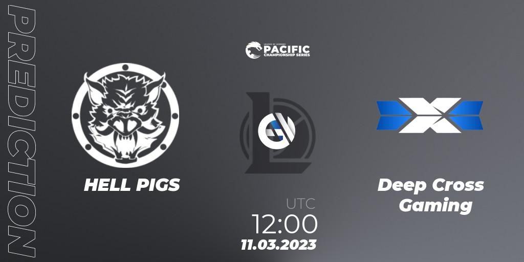HELL PIGS contre Deep Cross Gaming : prédiction de match. 11.03.2023 at 12:00. LoL, PCS Spring 2023 - Group Stage