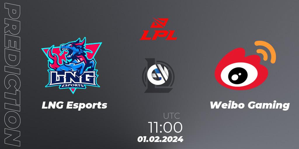 LNG Esports contre Weibo Gaming : prédiction de match. 01.02.2024 at 11:00. LoL, LPL Spring 2024 - Group Stage