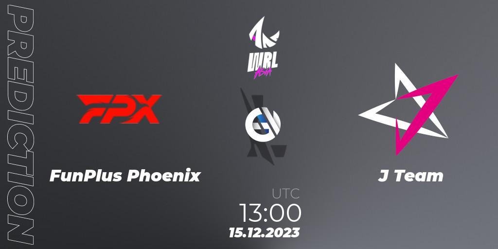 FunPlus Phoenix contre J Team : prédiction de match. 15.12.2023 at 13:00. Wild Rift, WRL Asia 2023 - Season 2 - Regular Season