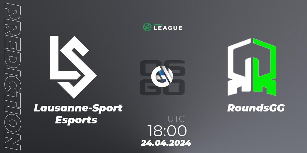 Lausanne-Sport Esports contre RoundsGG : prédiction de match. 24.04.2024 at 18:00. Counter-Strike (CS2), ESEA Season 49: Advanced Division - Europe