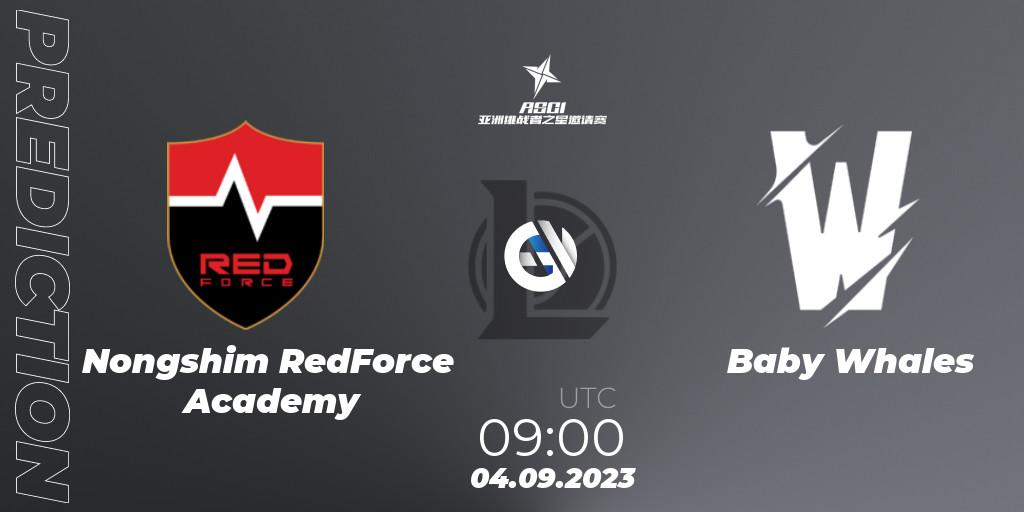Nongshim RedForce Academy contre Baby Whales : prédiction de match. 04.09.2023 at 09:00. LoL, Asia Star Challengers Invitational 2023