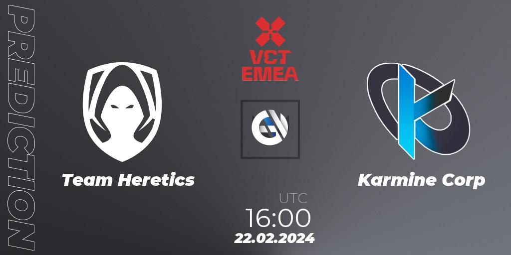 Team Heretics contre Karmine Corp : prédiction de match. 22.02.24. VALORANT, VCT 2024: EMEA Kickoff
