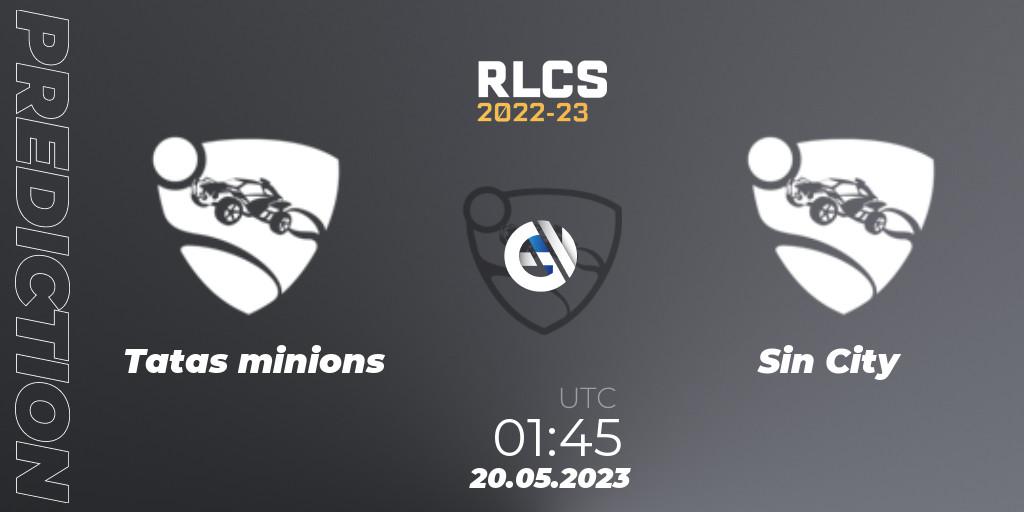Tatas minions contre Sin City : prédiction de match. 20.05.2023 at 01:45. Rocket League, RLCS 2022-23 - Spring: Oceania Regional 2 - Spring Cup