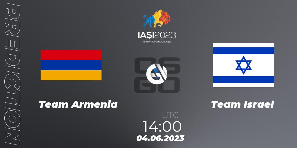 Team Armenia contre Israel : prédiction de match. 04.06.2023 at 14:00. Counter-Strike (CS2), IESF World Esports Championship 2023: Eastern Europe Qualifier