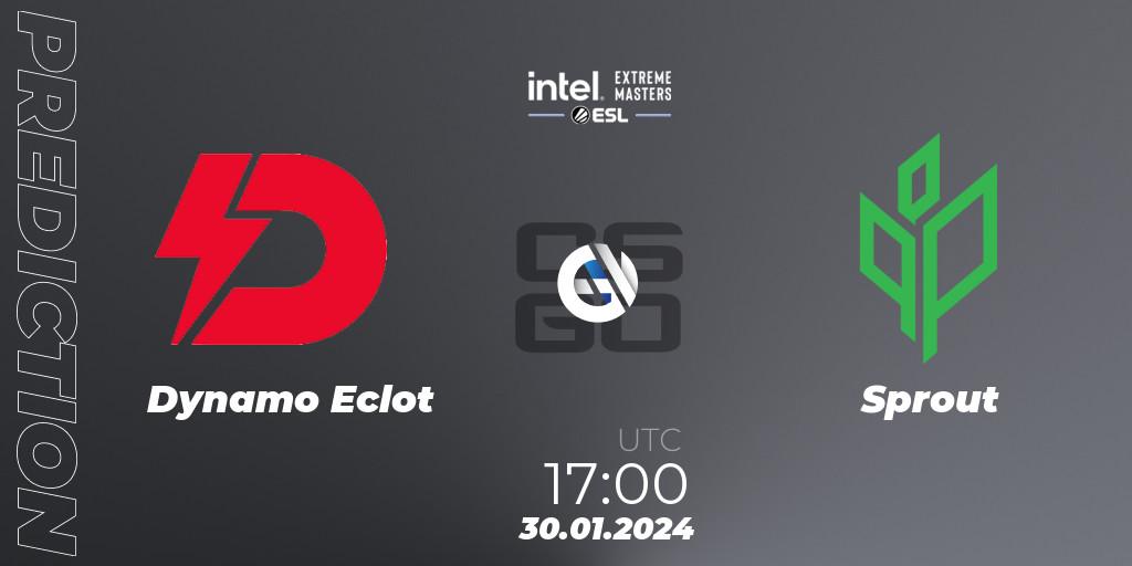 Dynamo Eclot contre Sprout : prédiction de match. 30.01.2024 at 17:00. Counter-Strike (CS2), Intel Extreme Masters China 2024: European Open Qualifier #2
