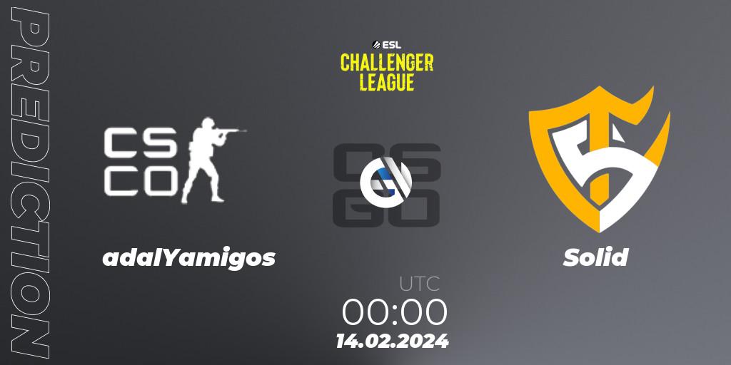 adalYamigos contre Solid : prédiction de match. 14.02.24. CS2 (CS:GO), ESL Challenger League Season 47: South America