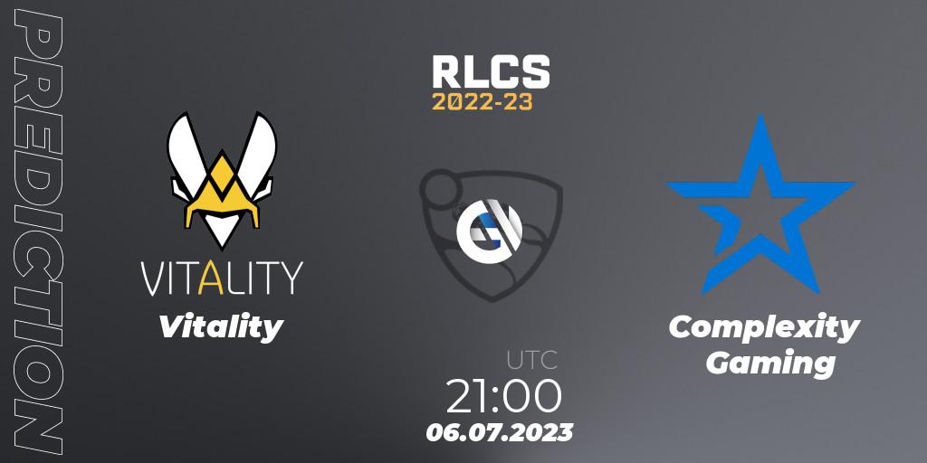 Vitality contre Complexity Gaming : prédiction de match. 06.07.23. Rocket League, RLCS 2022-23 Spring Major