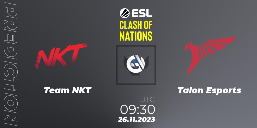 Team NKT contre Talon Esports : prédiction de match. 26.11.23. VALORANT, ESL Clash of Nations 2023