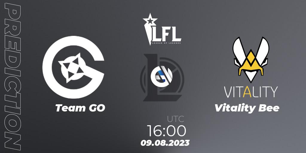 Team GO contre Vitality Bee : prédiction de match. 09.08.2023 at 16:00. LoL, LFL Summer 2023 - Playoffs