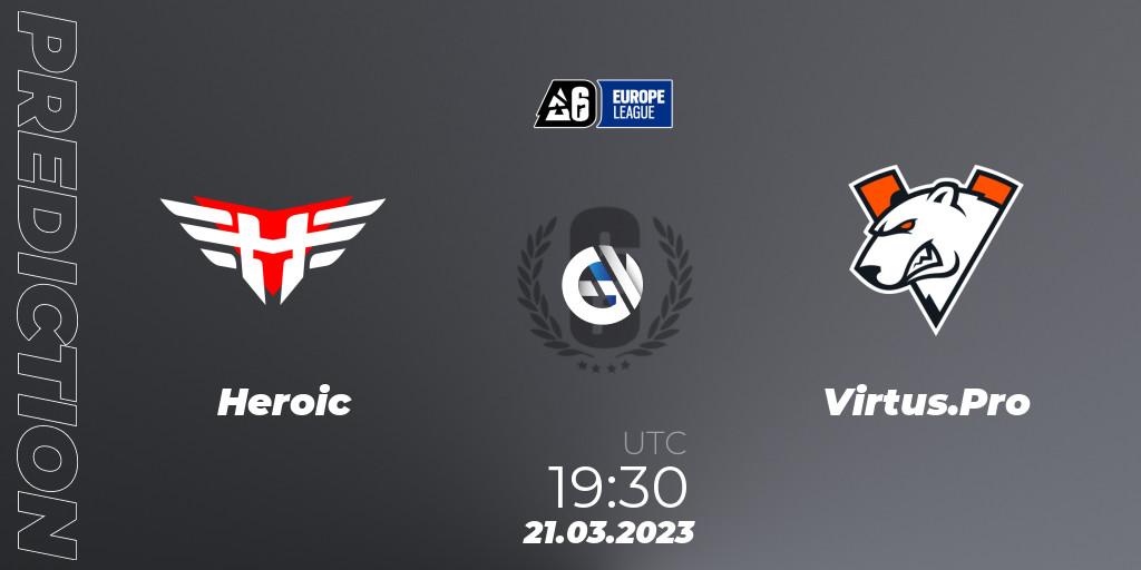 Heroic contre Virtus.Pro : prédiction de match. 21.03.23. Rainbow Six, Europe League 2023 - Stage 1