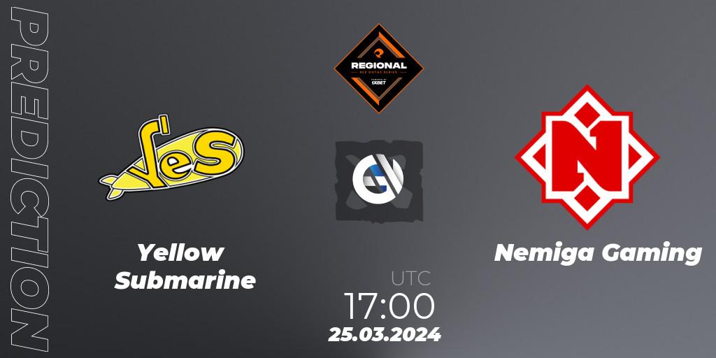 Yellow Submarine contre Nemiga Gaming : prédiction de match. 25.03.24. Dota 2, RES Regional Series: EU #1