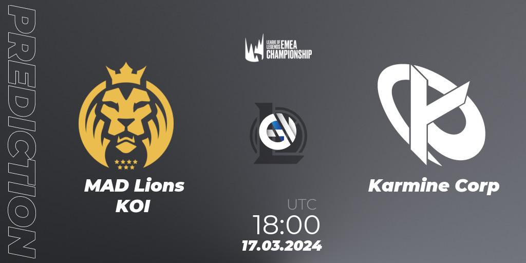 MAD Lions KOI contre Karmine Corp : prédiction de match. 17.03.24. LoL, LEC Spring 2024 - Regular Season