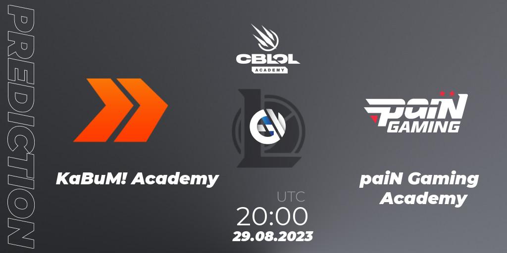 KaBuM! Academy contre paiN Gaming Academy : prédiction de match. 29.08.2023 at 20:00. LoL, CBLOL Academy Split 2 2023 - Playoffs
