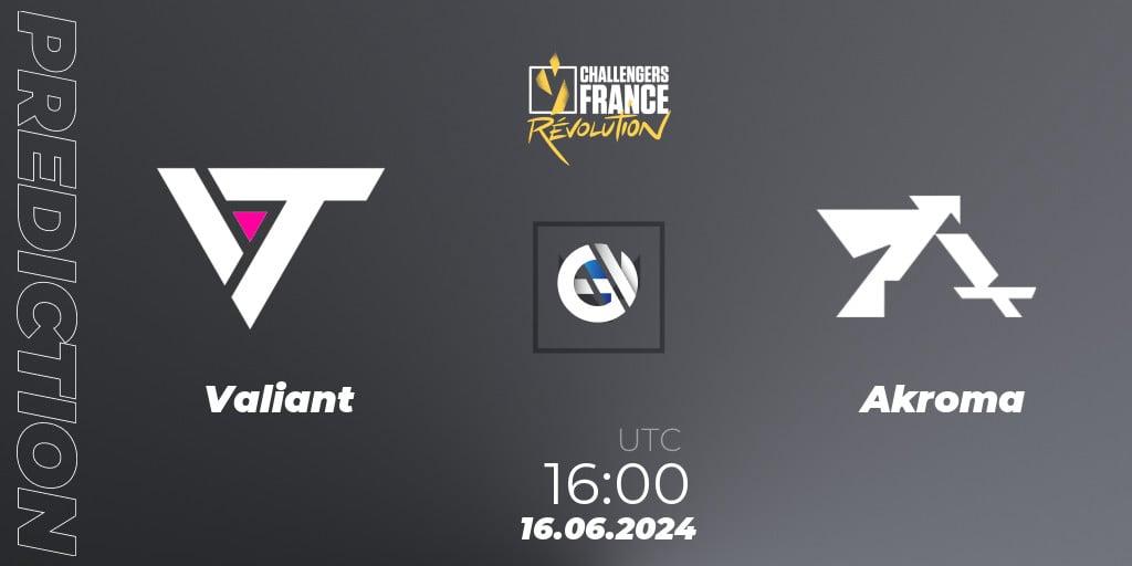 Valiant contre Akroma : prédiction de match. 16.06.2024 at 16:00. VALORANT, VALORANT Challengers 2024 France: Revolution Split 2