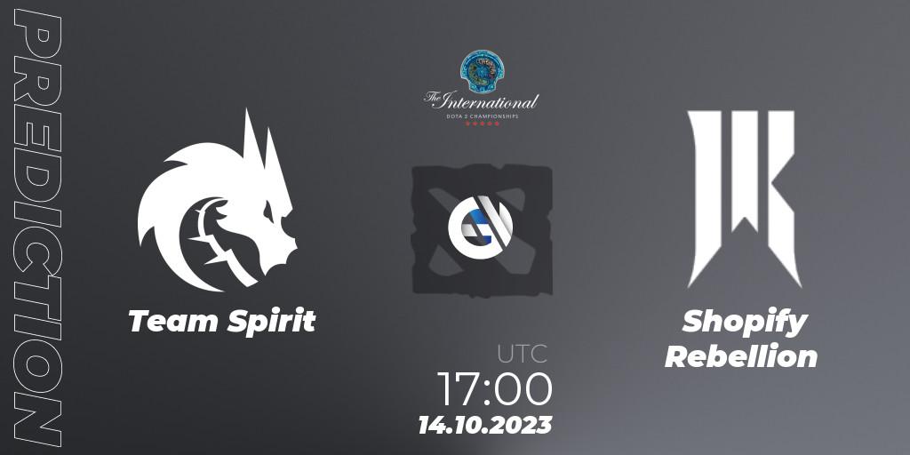Team Spirit contre Shopify Rebellion : prédiction de match. 14.10.23. Dota 2, The International 2023 - Group Stage
