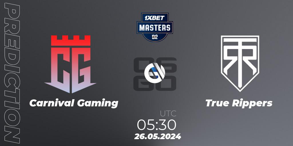 Carnival Gaming contre True Rippers : prédiction de match. 26.05.2024 at 05:40. Counter-Strike (CS2), Dust2.in Masters #10
