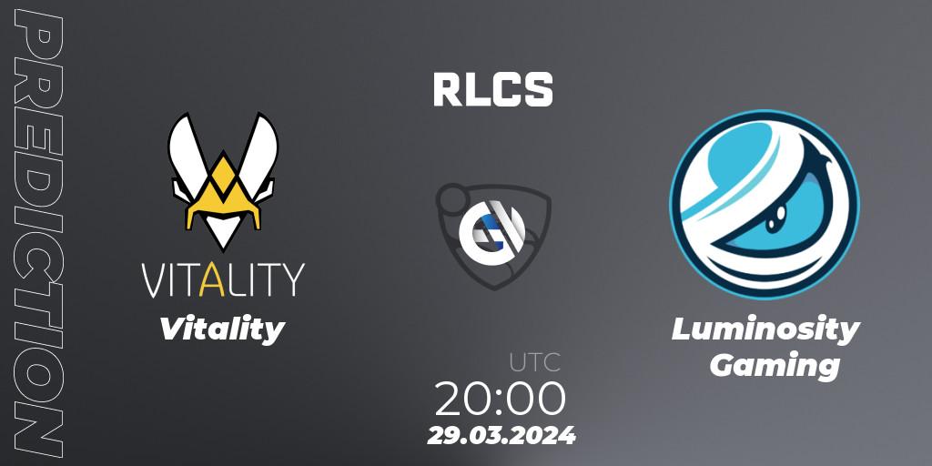 Vitality contre Luminosity Gaming : prédiction de match. 29.03.24. Rocket League, Rocket League Championship Series 2024 - Major 1