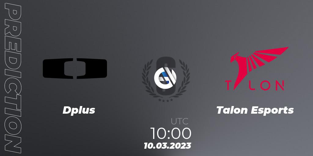 Dplus contre Talon Esports : prédiction de match. 10.03.2023 at 10:00. Rainbow Six, South Korea League 2023 - Stage 1