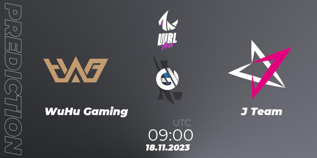 WuHu Gaming contre J Team : prédiction de match. 18.11.2023 at 09:00. Wild Rift, WRL Asia 2023 - Season 2 - Regular Season