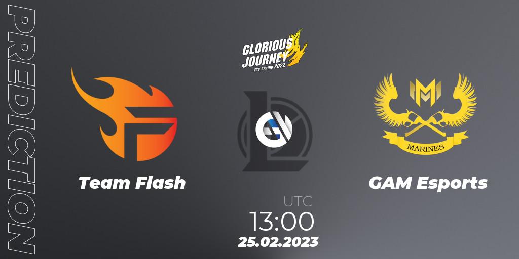 Team Flash contre GAM Esports : prédiction de match. 25.02.2023 at 13:00. LoL, VCS Spring 2023 - Group Stage
