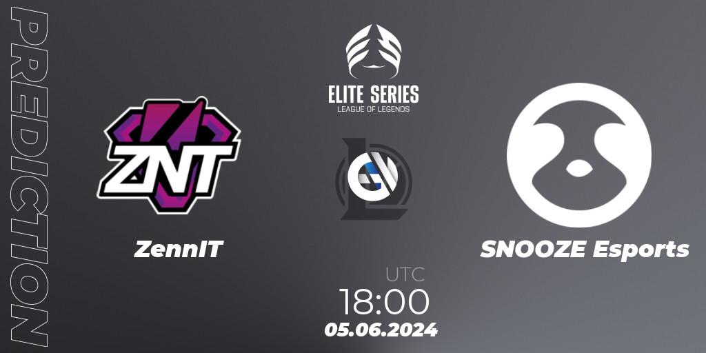 ZennIT contre SNOOZE Esports : prédiction de match. 05.06.2024 at 18:00. LoL, Elite Series Summer 2024