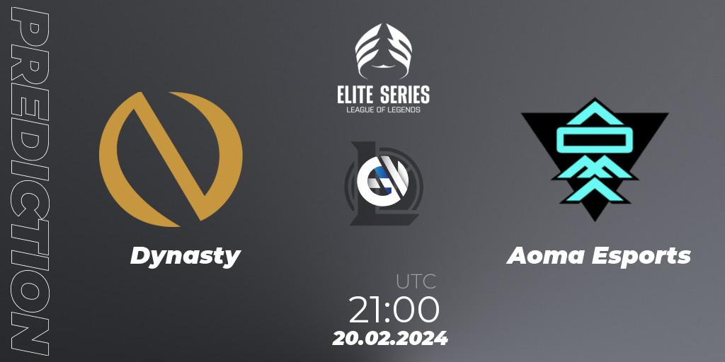 Dynasty contre Aoma Esports : prédiction de match. 20.02.2024 at 21:00. LoL, Elite Series Spring 2024