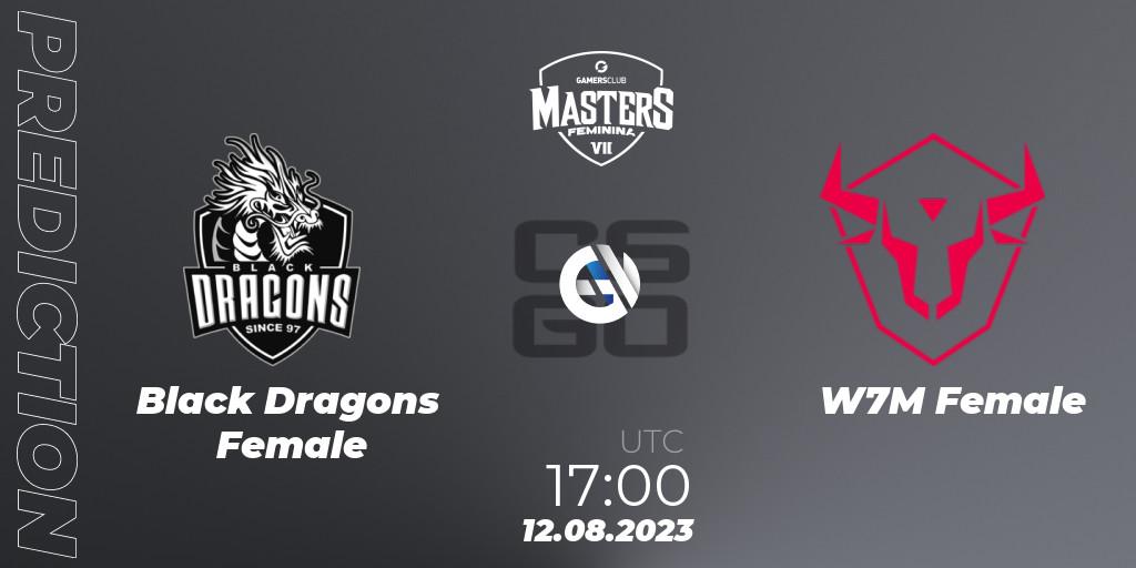Black Dragons Female contre W7M Female : prédiction de match. 12.08.2023 at 17:00. Counter-Strike (CS2), Gamers Club Masters Feminina VII