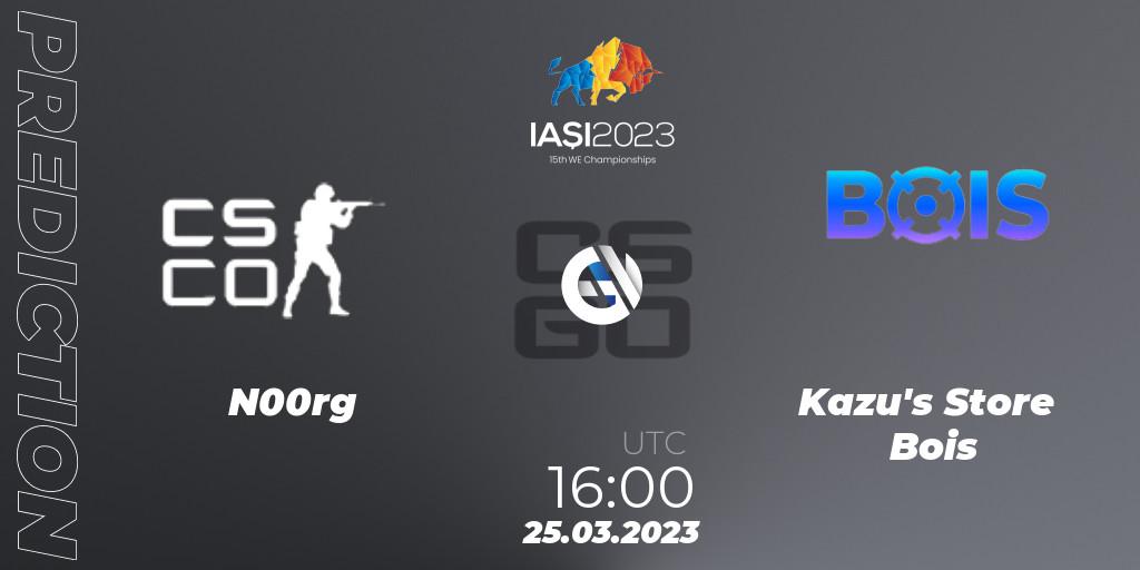 N00rg contre Kazu's Store Bois : prédiction de match. 25.03.23. CS2 (CS:GO), IESF World Esports Championship 2023: Spanish Qualifier