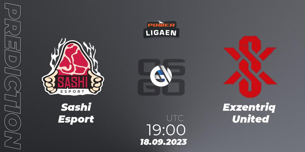  Sashi Esport contre Exzentriq United : prédiction de match. 18.09.2023 at 19:00. Counter-Strike (CS2), POWER Ligaen Season 24 Finals