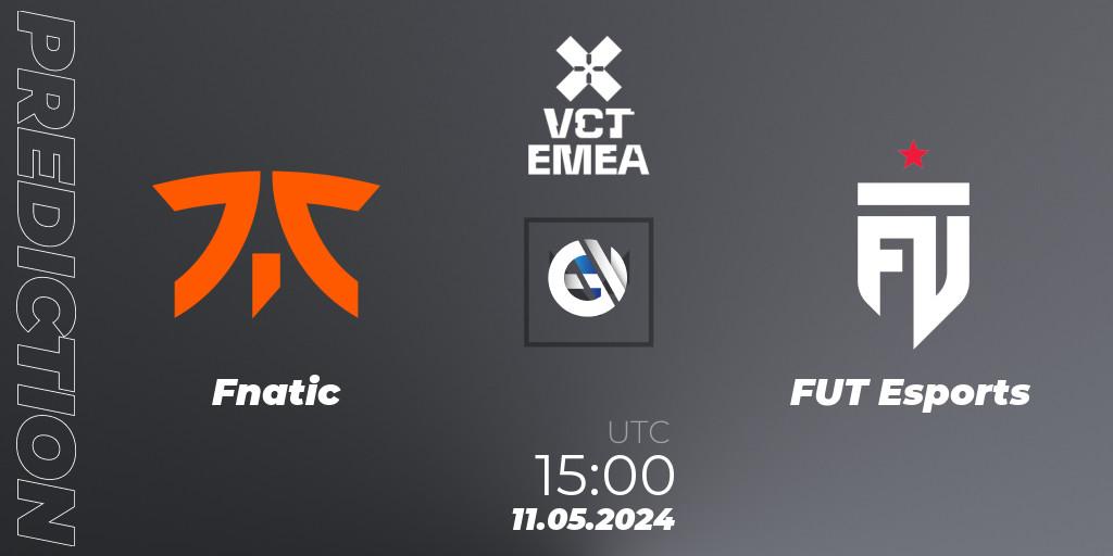 Fnatic contre FUT Esports : prédiction de match. 11.05.2024 at 15:00. VALORANT, VCT 2024: EMEA Stage 1