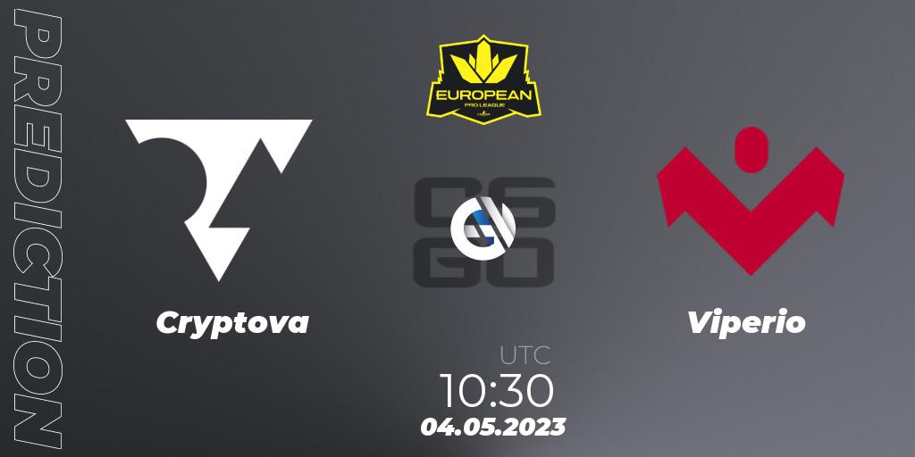 Cryptova contre Viperio : prédiction de match. 04.05.2023 at 10:30. Counter-Strike (CS2), European Pro League Season 8: Division 2