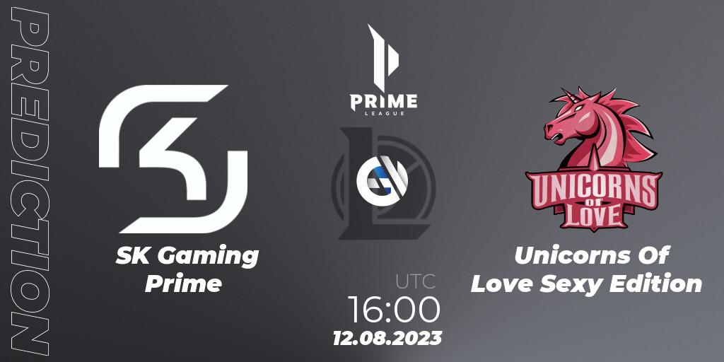 SK Gaming Prime contre Unicorns Of Love Sexy Edition : prédiction de match. 12.08.2023 at 16:00. LoL, Prime League Summer 2023 - Playoffs