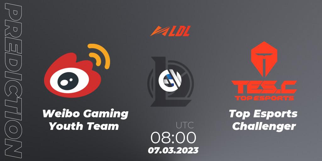 Weibo Gaming Youth Team contre Top Esports Challenger : prédiction de match. 07.03.2023 at 09:25. LoL, LDL 2023 - Regular Season