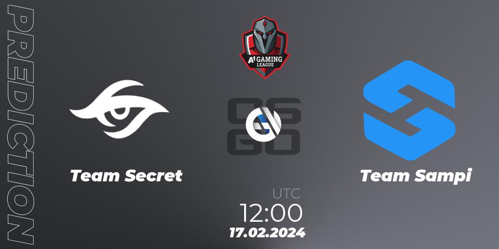 Team Secret contre Team Sampi : prédiction de match. 17.02.2024 at 12:00. Counter-Strike (CS2), A1 Gaming League Season 8