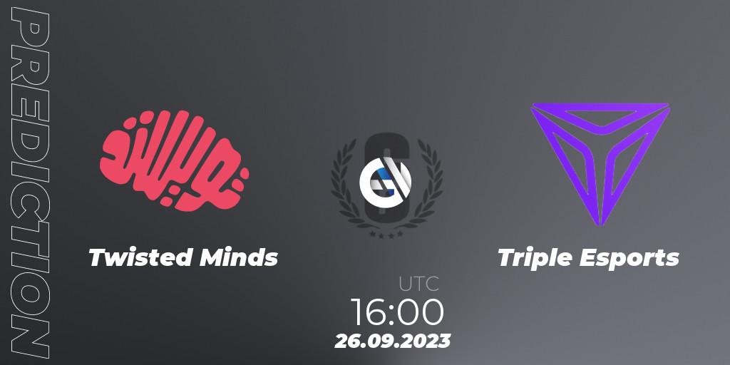 Twisted Minds contre Triple Esports : prédiction de match. 26.09.2023 at 16:00. Rainbow Six, Saudi eLeague 2023 - Stage 2