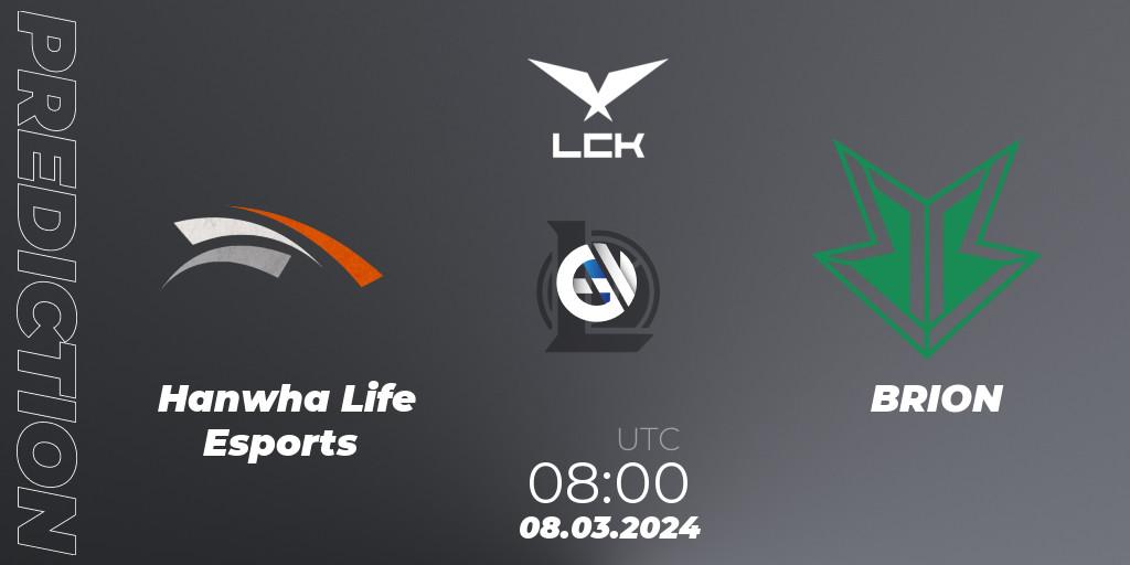 Hanwha Life Esports contre BRION : prédiction de match. 08.03.24. LoL, LCK Spring 2024 - Group Stage