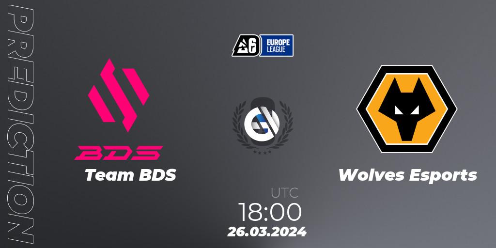Team BDS contre Wolves Esports : prédiction de match. 26.03.2024 at 19:00. Rainbow Six, Europe League 2024 - Stage 1