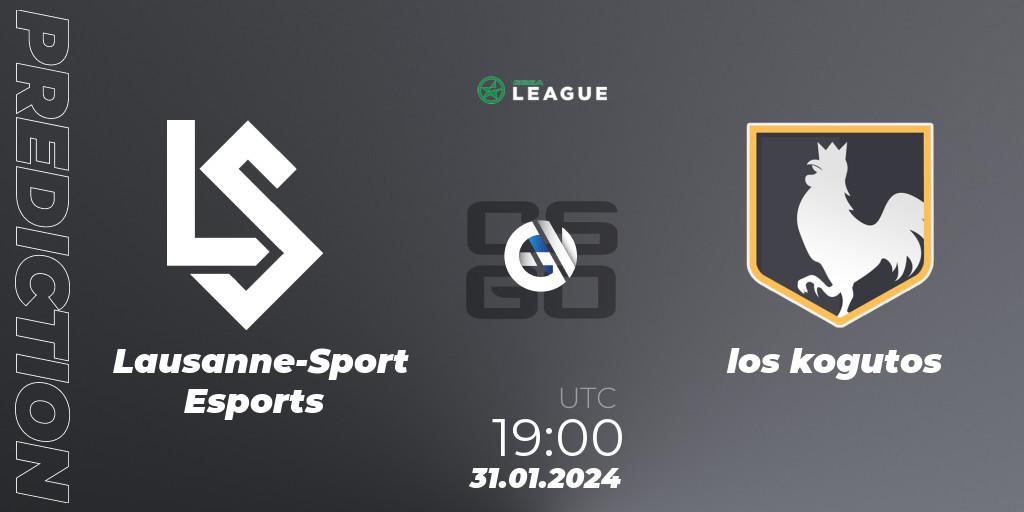 Lausanne-Sport Esports contre los kogutos : prédiction de match. 01.02.24. CS2 (CS:GO), ESEA Season 48: Advanced Division - Europe