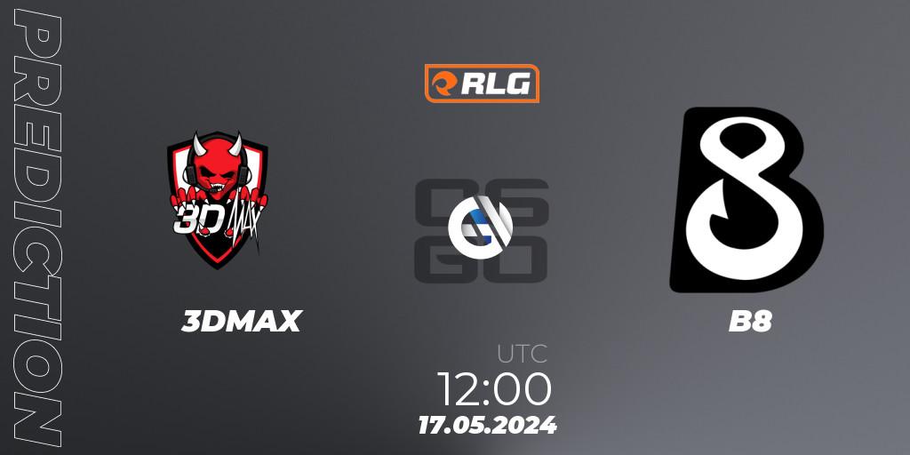 3DMAX contre B8 : prédiction de match. 17.05.2024 at 12:00. Counter-Strike (CS2), RES European Series #4