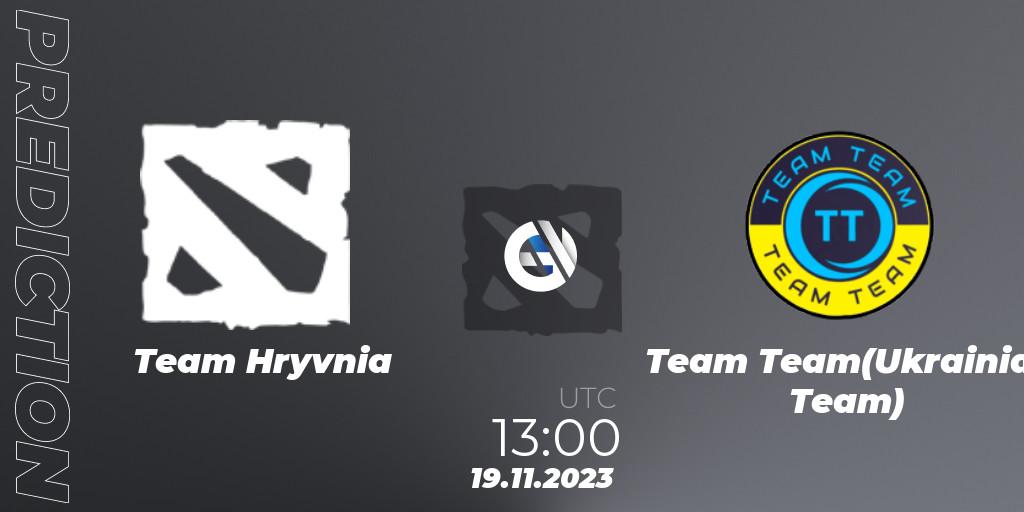 Team Hryvnia contre Team Team(Ukrainian Team) : prédiction de match. 19.11.2023 at 13:00. Dota 2, European Pro League Season 14