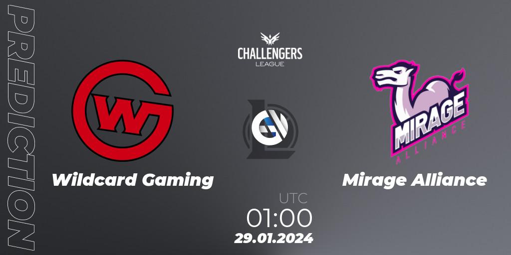 Wildcard Gaming contre Mirage Alliance : prédiction de match. 29.01.24. LoL, NACL 2024 Spring - Group Stage