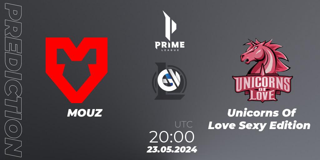 MOUZ contre Unicorns Of Love Sexy Edition : prédiction de match. 23.05.2024 at 20:00. LoL, Prime League Summer 2024