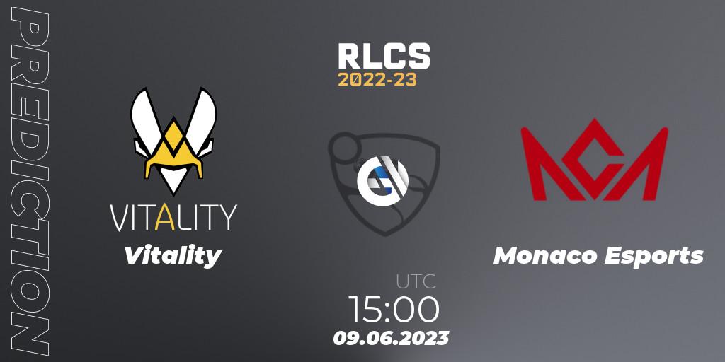 Vitality contre Monaco Esports : prédiction de match. 09.06.2023 at 15:00. Rocket League, RLCS 2022-23 - Spring: Europe Regional 3 - Spring Invitational