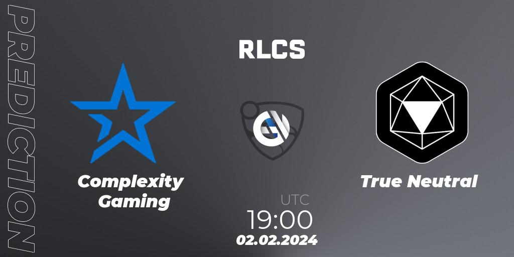 Complexity Gaming contre True Neutral : prédiction de match. 02.02.24. Rocket League, RLCS 2024 - Major 1: SAM Open Qualifier 1