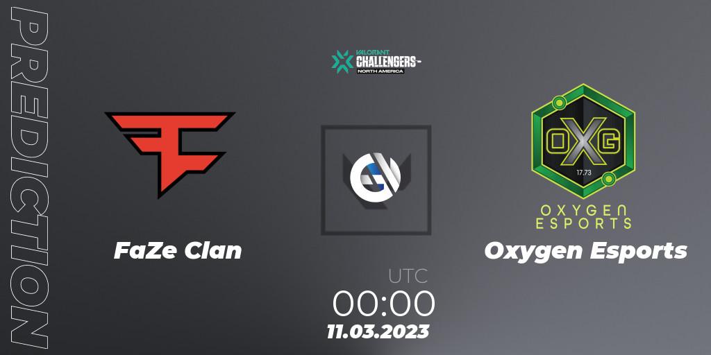 FaZe Clan contre Oxygen Esports : prédiction de match. 11.03.2023 at 00:45. VALORANT, VALORANT Challengers 2023: North America Split 1