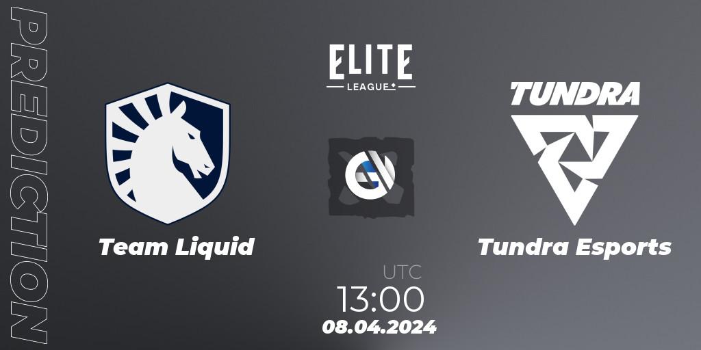 Team Liquid contre Tundra Esports : prédiction de match. 08.04.24. Dota 2, Elite League: Round-Robin Stage