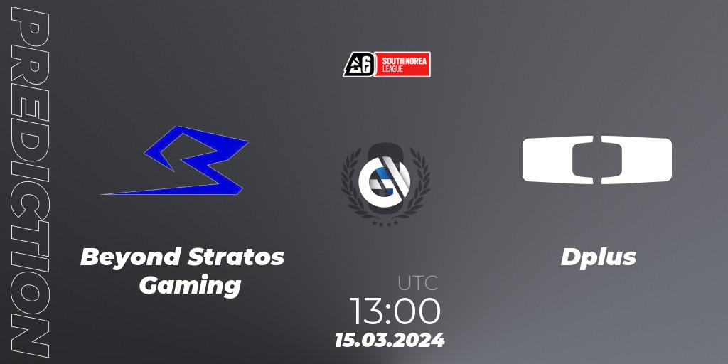 Beyond Stratos Gaming contre Dplus : prédiction de match. 15.03.2024 at 13:00. Rainbow Six, South Korea League 2024 - Stage 1