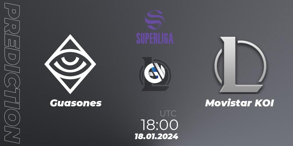 Guasones contre Movistar KOI : prédiction de match. 18.01.2024 at 18:00. LoL, Superliga Spring 2024 - Group Stage
