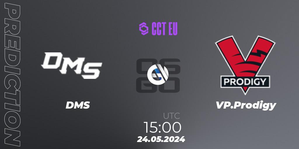 DMS contre VP.Prodigy : prédiction de match. 24.05.2024 at 15:00. Counter-Strike (CS2), CCT Season 2 Europe Series 4