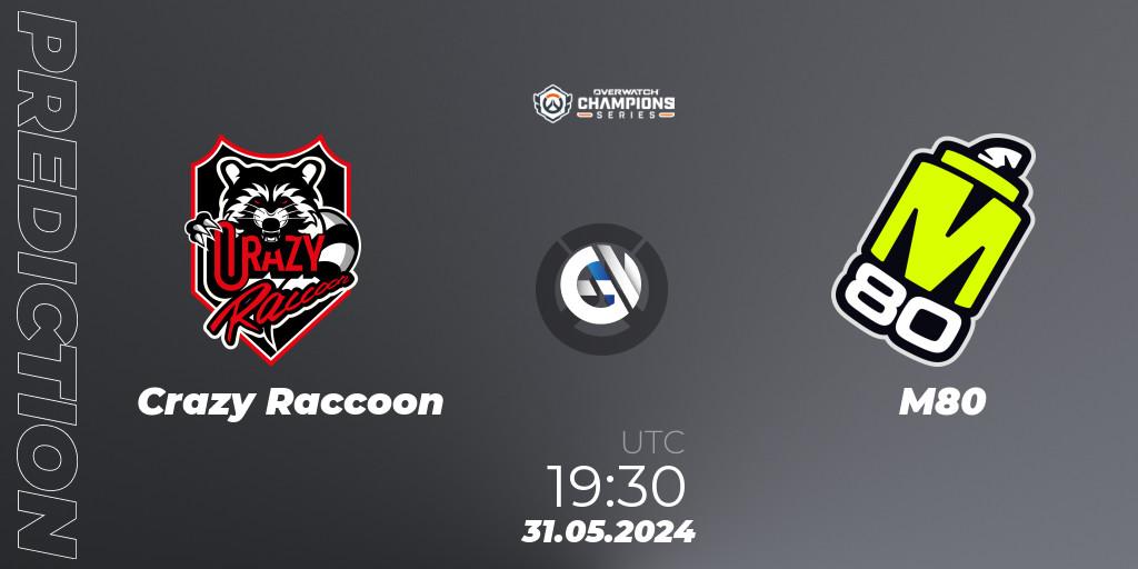 Crazy Raccoon contre M80 : prédiction de match. 31.05.2024 at 23:30. Overwatch, Overwatch Champions Series 2024 Major